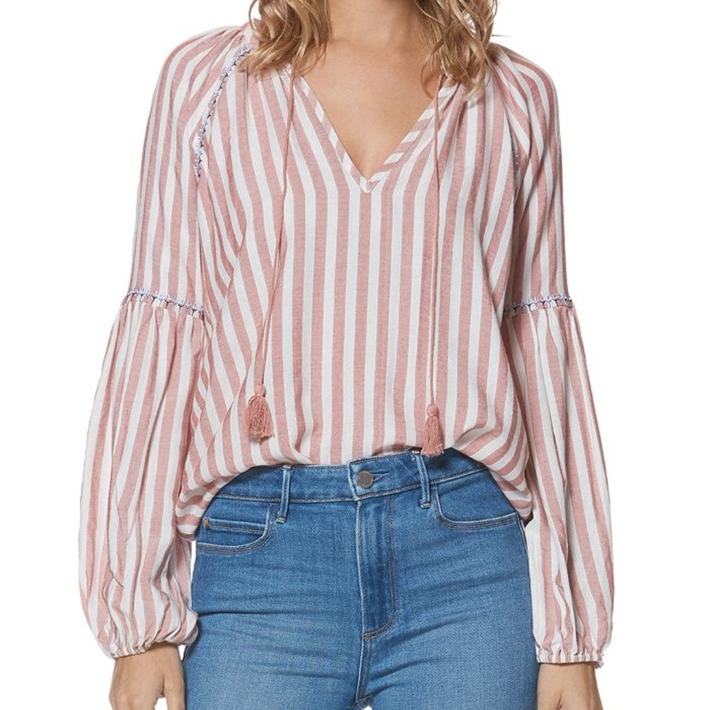 NEW Defect PAIGE Jovannie Striped V-Neck Top Pullo